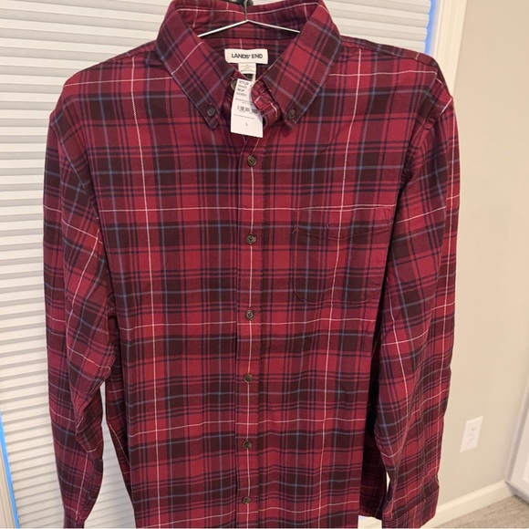 Lands' End Other - Lands' End Men's Burgundy Spritz Navy Plaid Button Down Shirt NWT